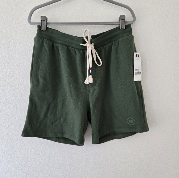 NWT SOL ANGELES Shorts Olive Pull On Sweat Waves Logo Drawstring size Large - Picture 6 of 16